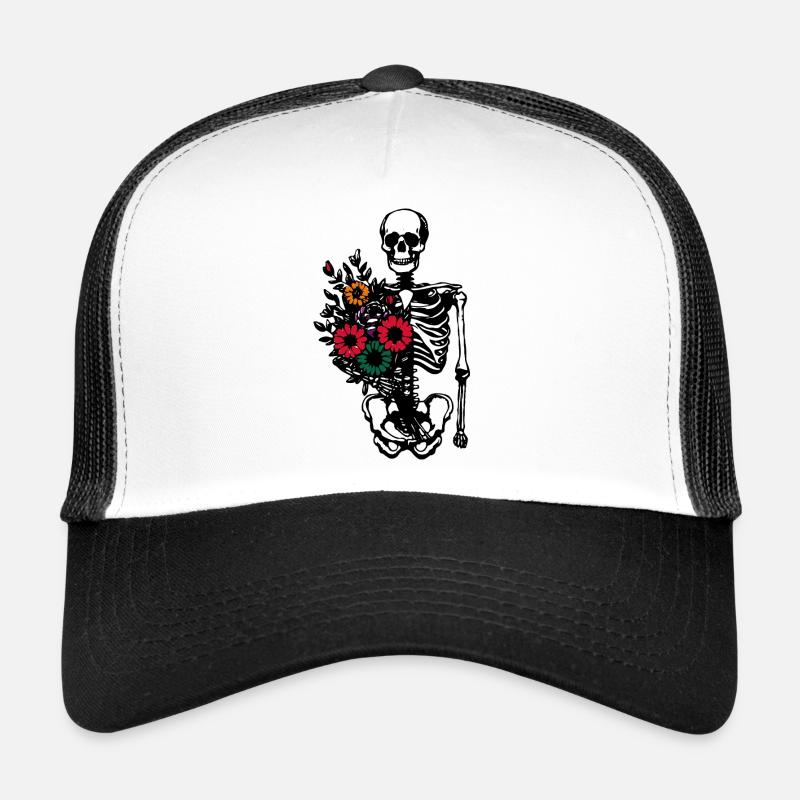 Floral Skeleton - Skeleton Flowers Trucker Cap