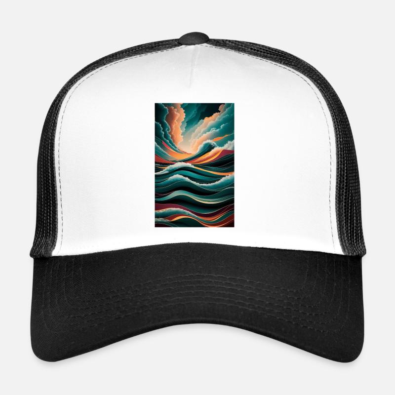 Surreale Wellen & Wolken Lebendige abstrakte Landschaft Trucker Cap