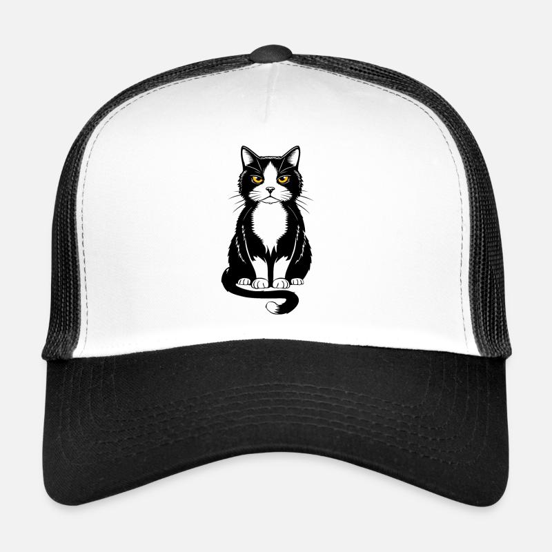 Bild einer sitzenden schwarzen Katze Trucker Cap