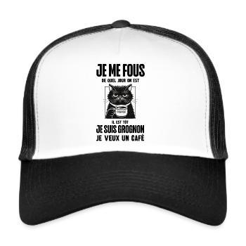 je veux du café - Casquette trucker  - blanc/noir - Devant