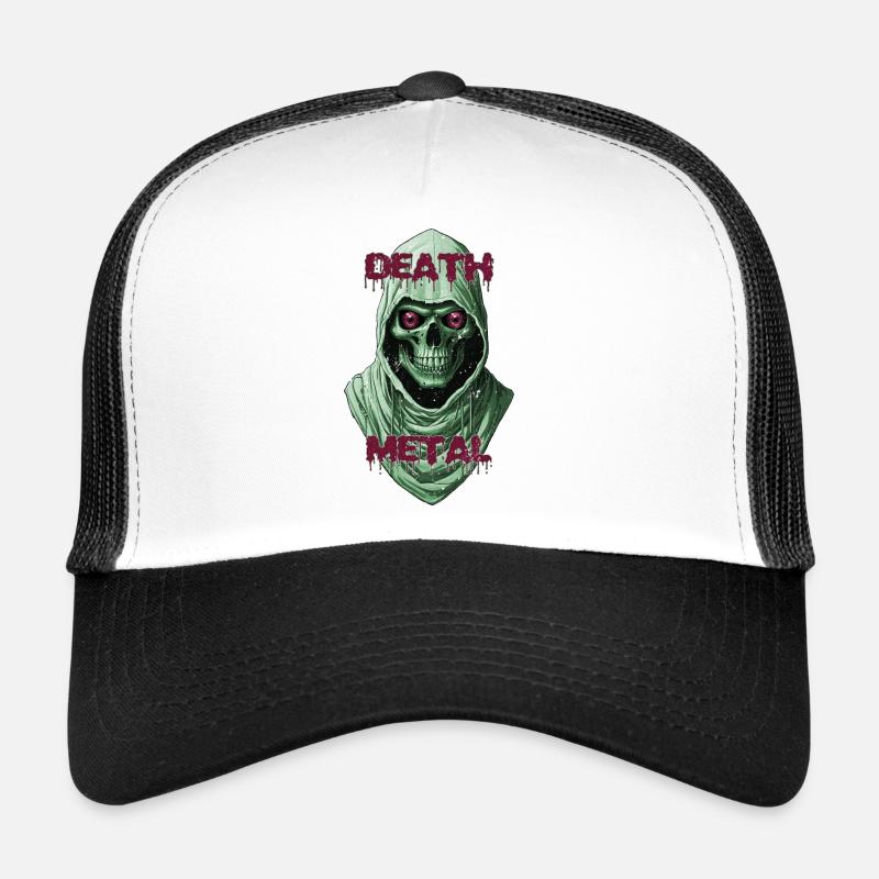 Gothic Skull with Metallic Accents  - Trucker Cap - white/black