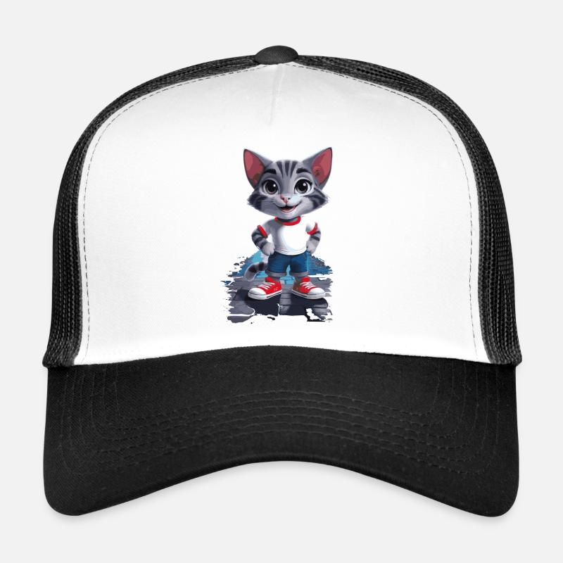 Verspielte Katze im Kinder-Stil Trucker Cap