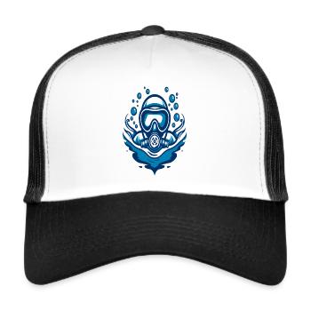 Motif de plongée sous-marine - Casquette trucker  - blanc/noir - Devant