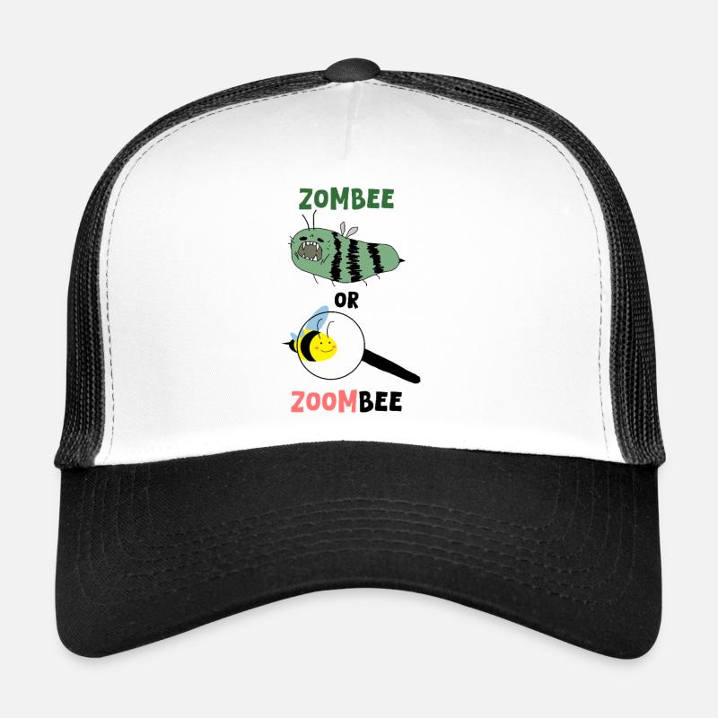 Zombee vs. Zoombee – Zombie Bee & Magnified Bee Trucker Cap