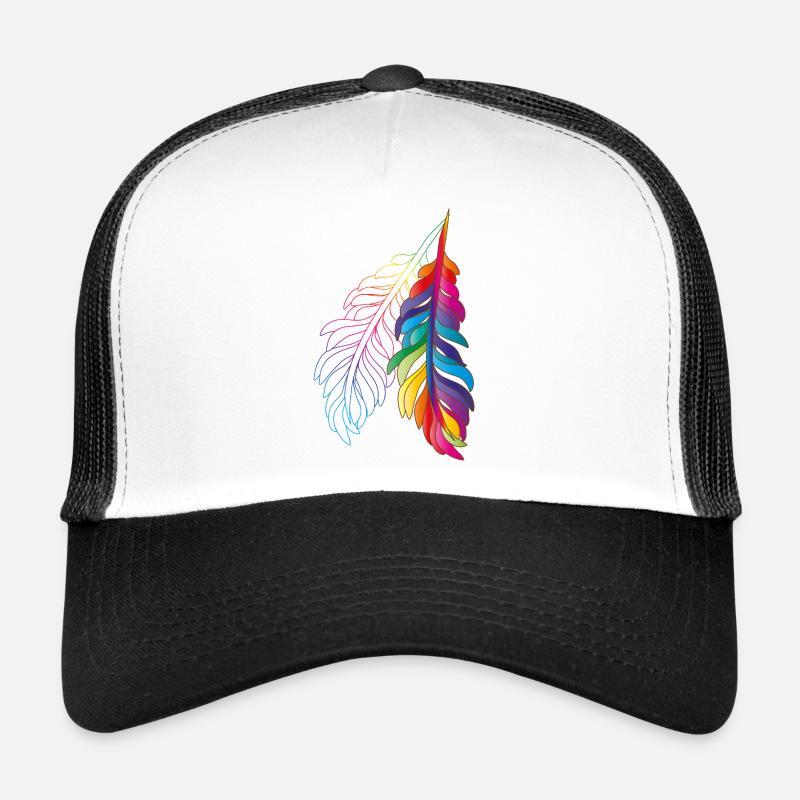Regenbogenfedern – farbenfrohes Boho-Design Trucker Cap