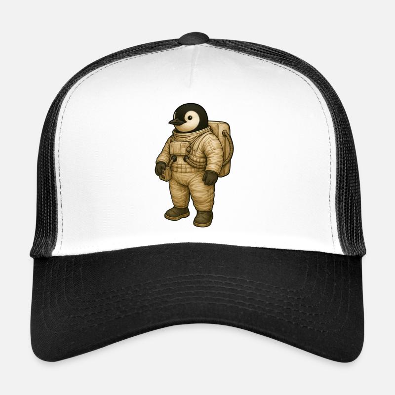 Süßer Pinguin Astronaut im Weltraum Abenteuer - Trucker Cap - Weiß/Schwarz