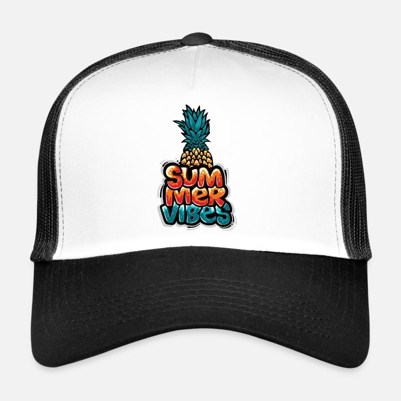 Summer Vibes Pineapple Design - Casquette trucker  - blanc/noir
