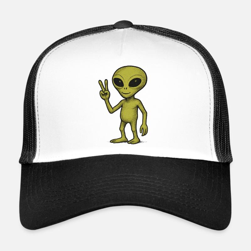 Illustration du signe de paix extraterrestre paisible Casquette trucker 
