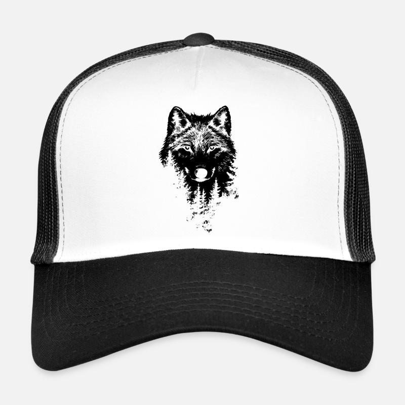 Wolf Gesicht Wald Silhouette Trucker Cap