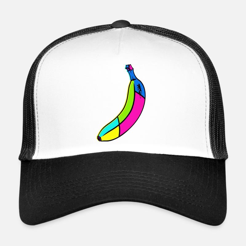 Neon Banane Pop Art Design - Trucker Cap - Weiß/Schwarz