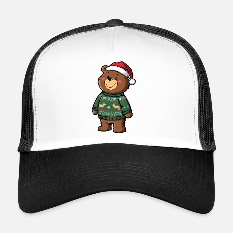 Ours mignon avec pull de Noël Casquette trucker 