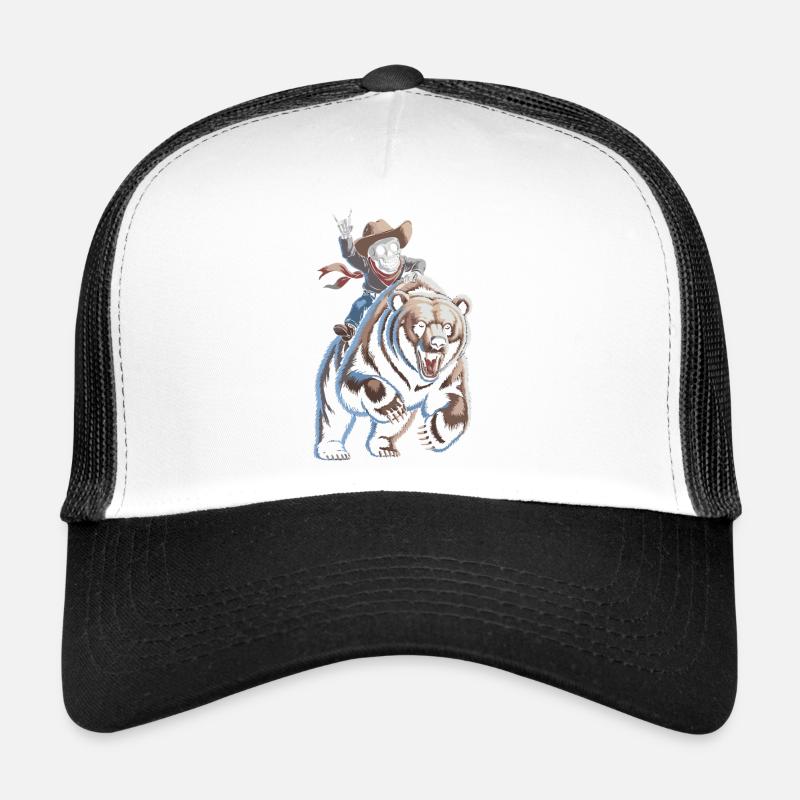 Skeleton cowboy on bear Trucker Cap
