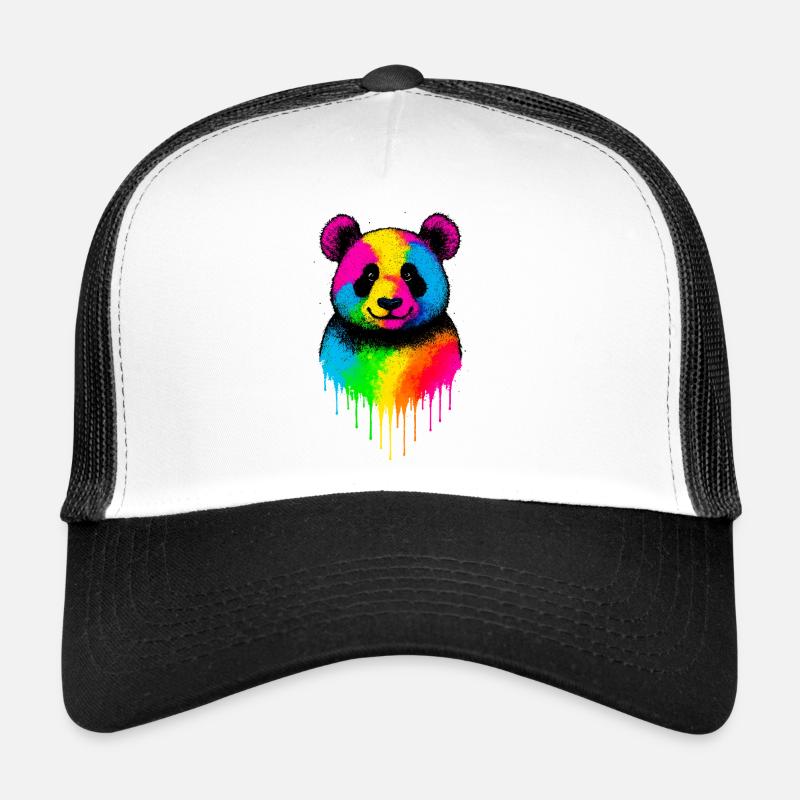 Panda arc-en-ciel Art dégoulinant Casquette trucker 