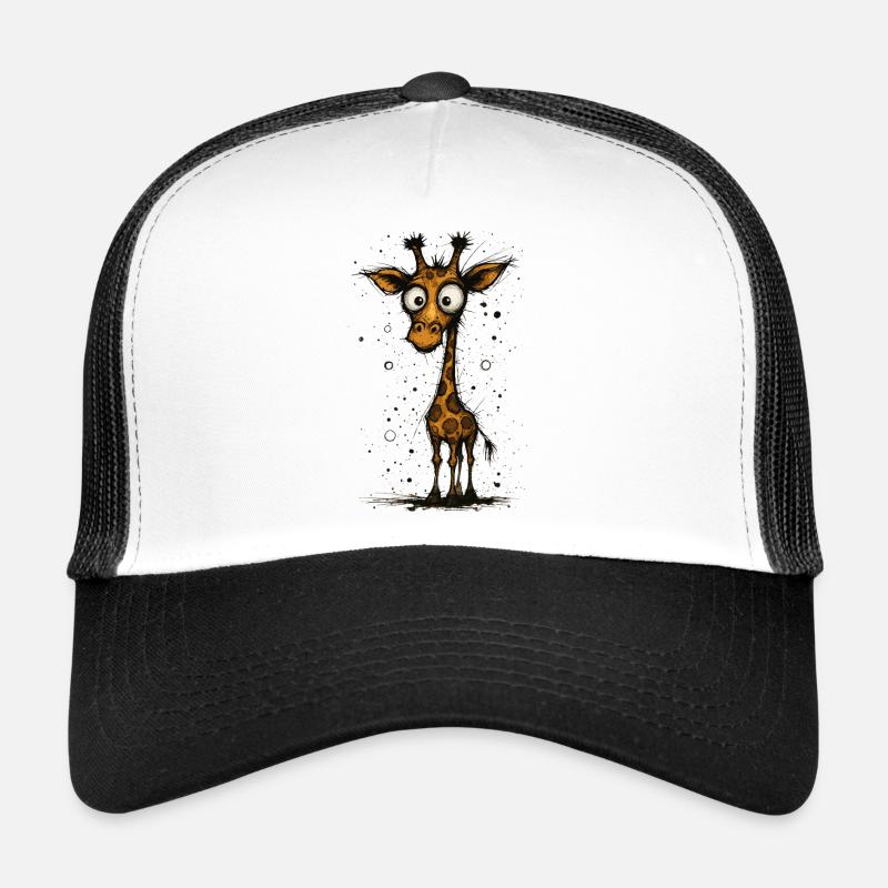 Funny giraffe with big eyes – comic splash Trucker Cap