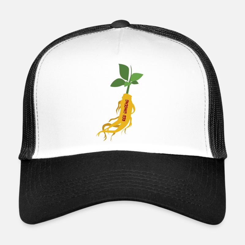 Ginseng rouge coréen – Power Root - Casquette trucker  - blanc/noir