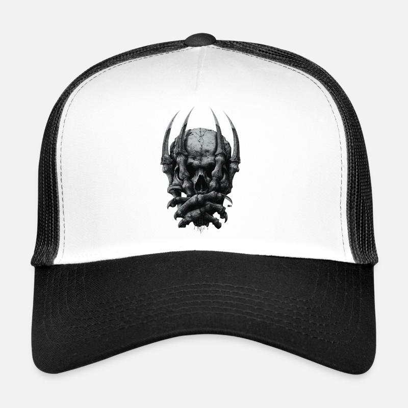 Dark Gothic Skull Trucker Cap