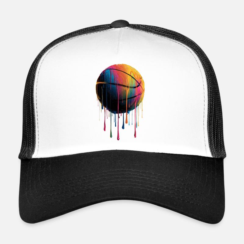 Basketball Colorful Dripping Trucker Cap
