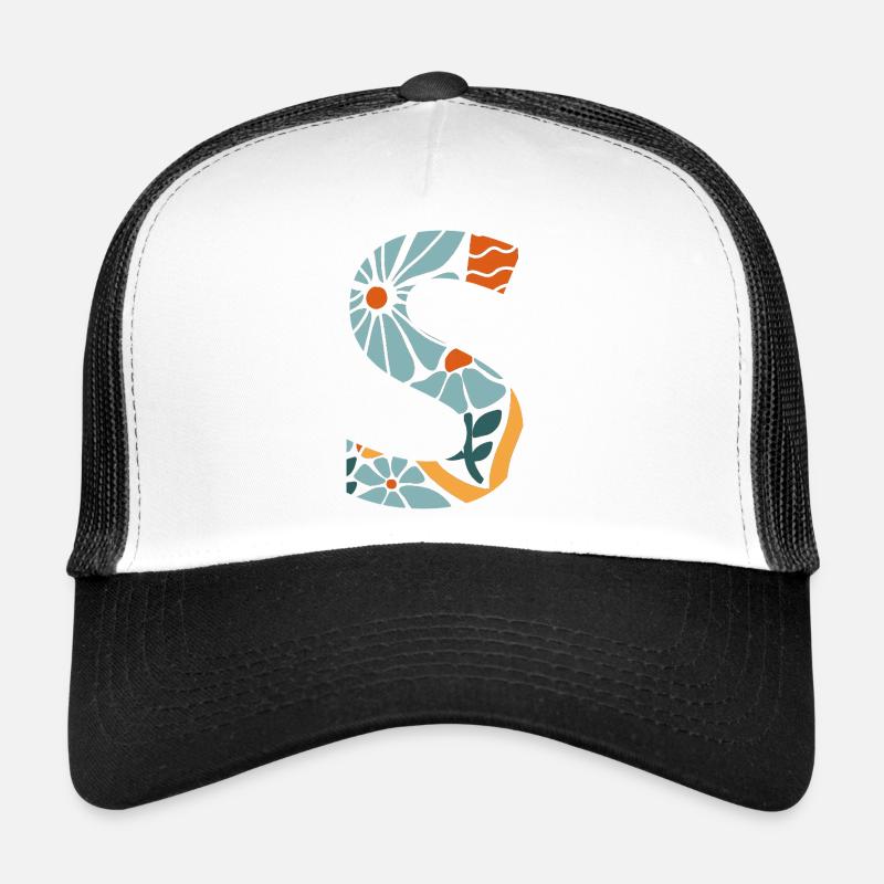 Lettre s fleurs groovy idée cadeau  Casquette trucker 