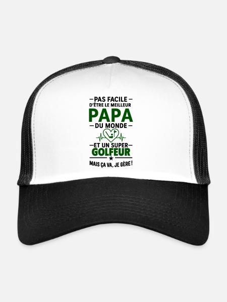 Cœur + Golf – Super Papa Golfeur - Casquette trucker  - blanc/noir - Devant