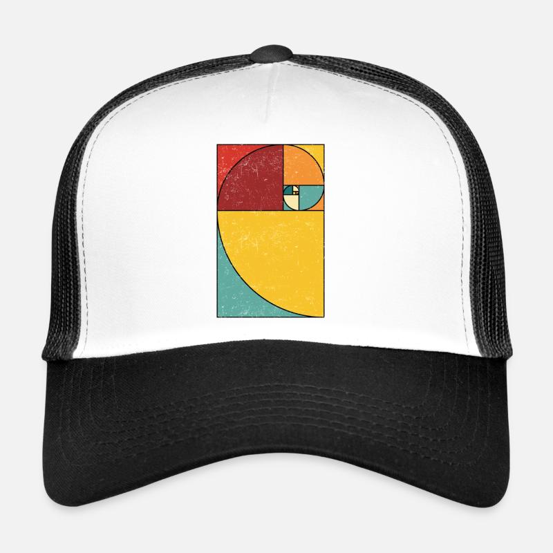 Fibonacci Spiral Geometry Art - Trucker Cap - Weiß/Schwarz
