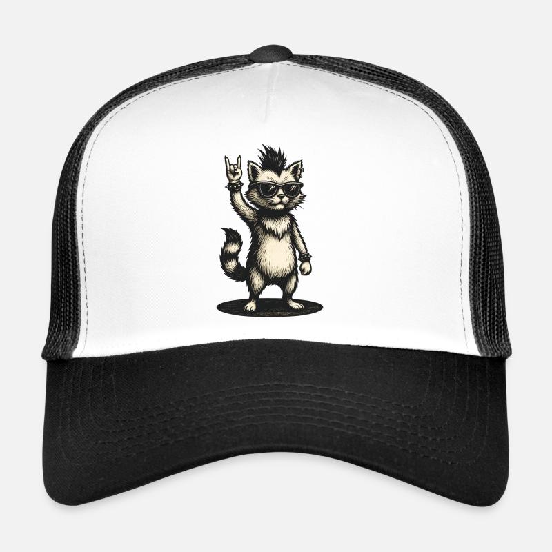 Chat à bascule avec crête et lunettes de soleil Casquette trucker 