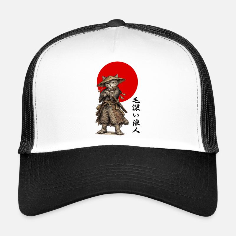 Katzen-Ronin-Samurai unter roter Sonne Trucker Cap