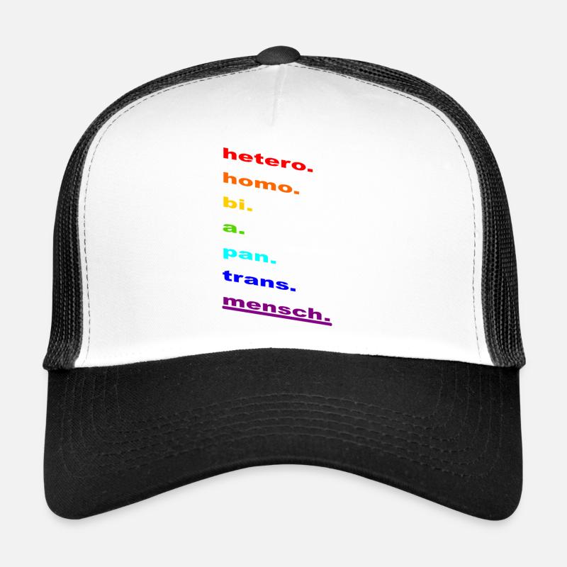 Identité arc-en-ciel : Homo Bi Pan Trans Casquette trucker 