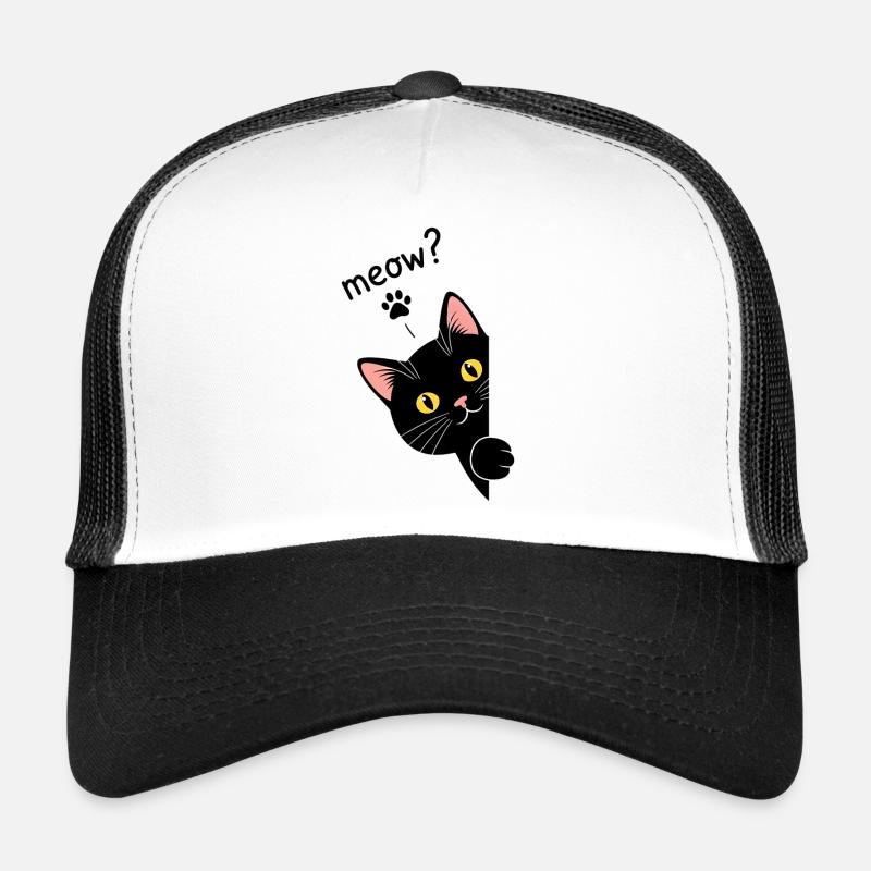 Neugierige schwarze Katze am Rand Meow! - Black Ca Trucker Cap