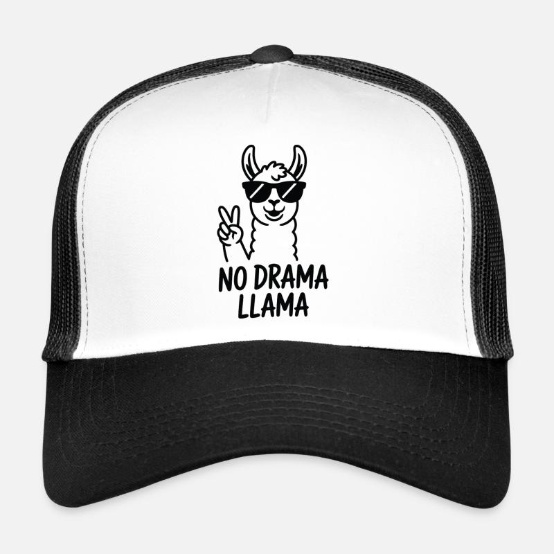 No Drama Llama Peace Sign - Trucker Cap - white/black