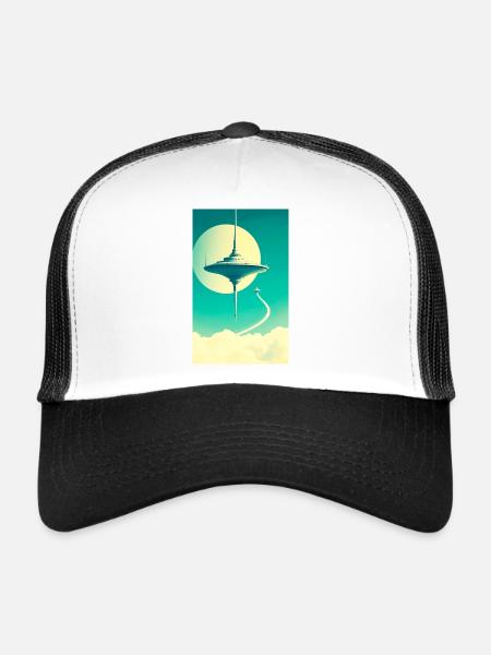 Les villes commencent à flotter au-dessus des nuages - Casquette trucker  - blanc/noir - Devant