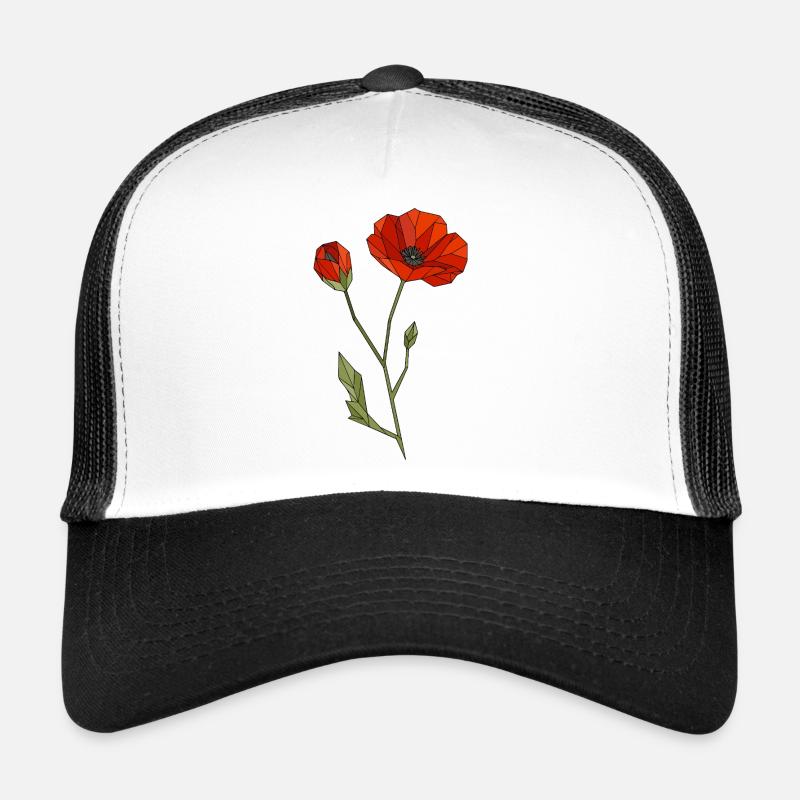 Geometrische Mohnblume Polygon Blumenmotiv Trucker Cap