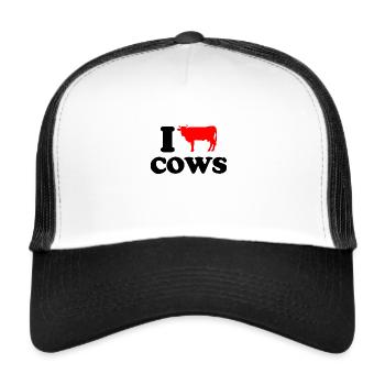 Vaches d’amour - Des cadeaux amusants pour les amoureux de vaches écoutent K - Casquette trucker  - blanc/noir - Devant