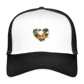 Heart,Christmas,Advent Heart,Flower Heart - Trucker Cap - white/black - Front