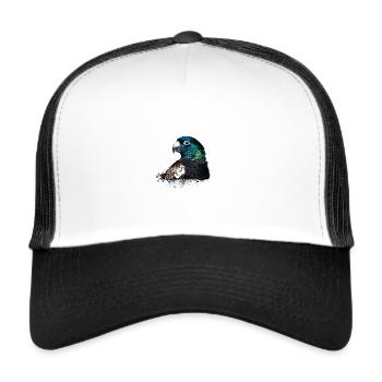 Parrot,Sequins,Glitter,Bird,Black - Trucker Cap - white/black - Front