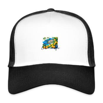 amalfi, lemons, porcelain, Italy, landscape - Trucker Cap - white/black - Front
