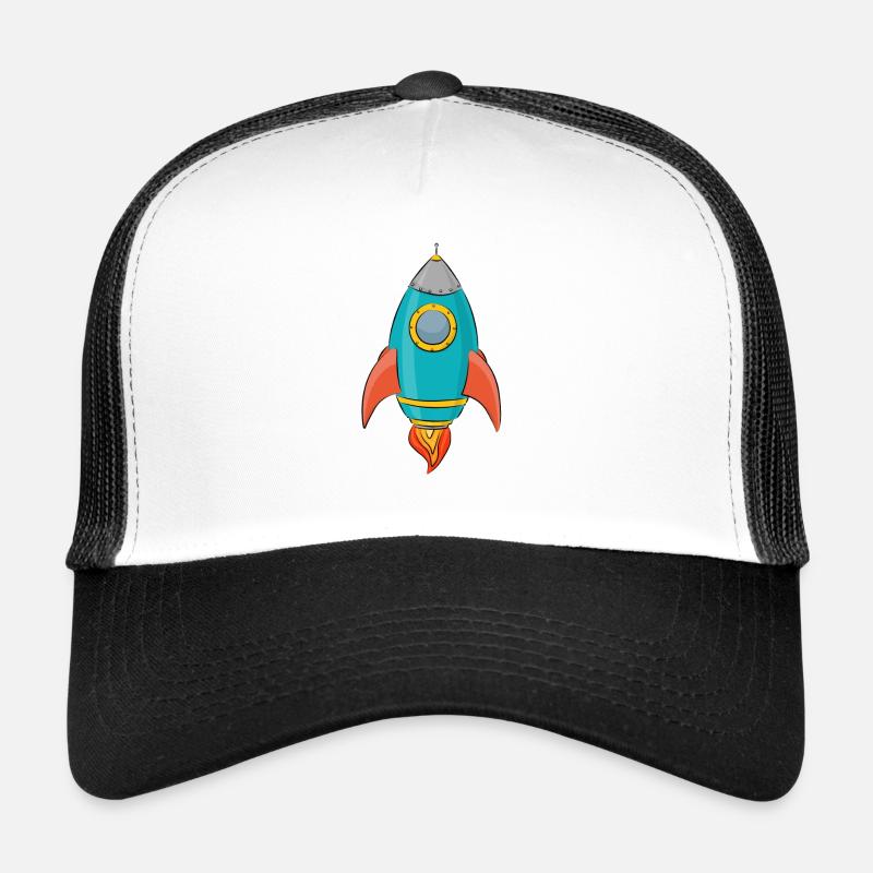 classic space rocket in space moon vintage 50s car Trucker Cap