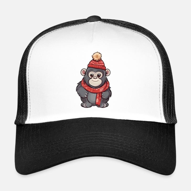 Cute gorilla in festive winter look! Trucker Cap