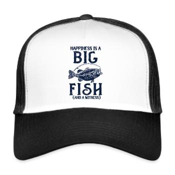 Angler Fishing Gift Idea Happiness Is A Big Fish - Trucker Cap - white/black - Front