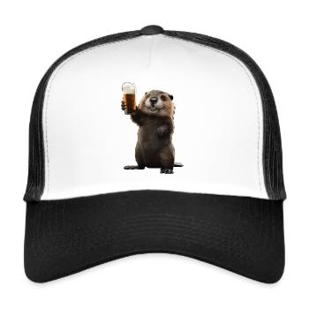 Biber Bier - Trucker Cap - Weiß/Schwarz - Vorne