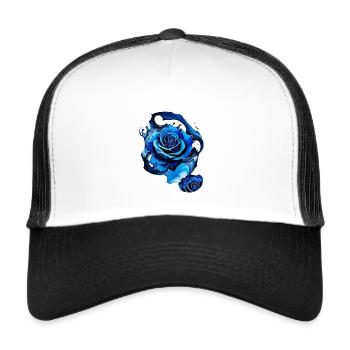 blau Rose, Rose, tinte, Welle, aquarell - Trucker Cap - Weiß/Schwarz - Vorne