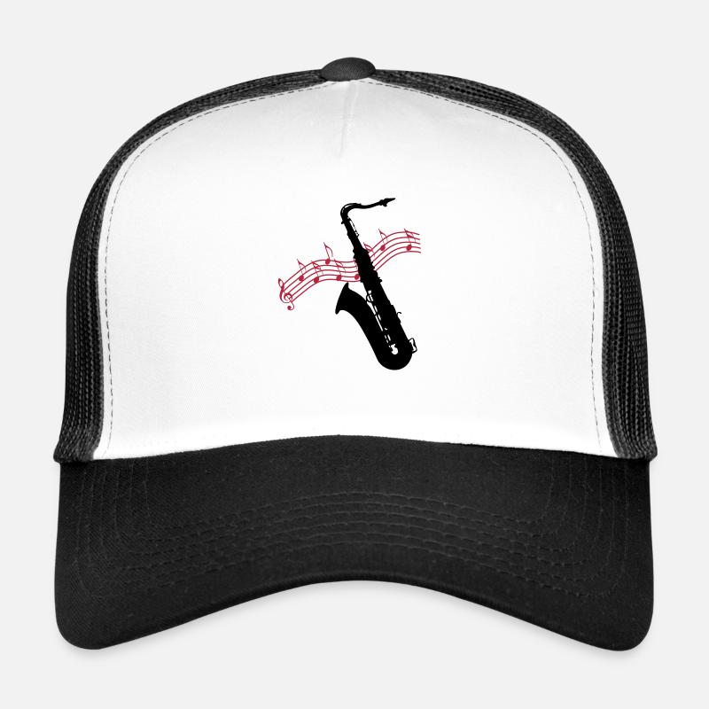 Saxophone / Jazz / Music - Trucker Cap - white/black