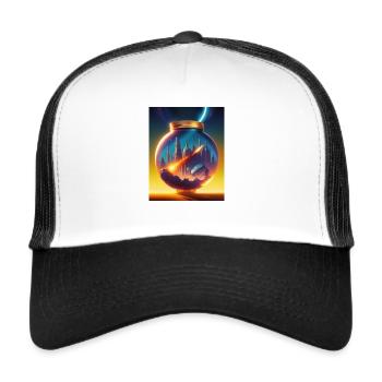 Un monde dans une bouteille - Casquette trucker  - blanc/noir - Devant