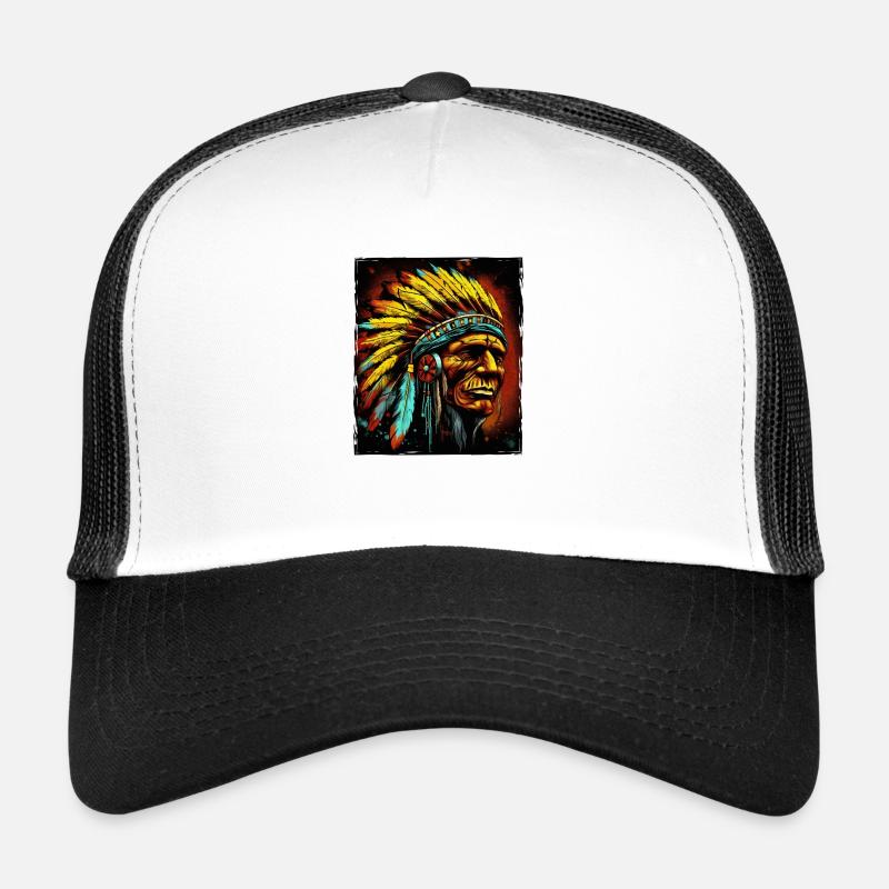 Apache Indian Chief Skull Trucker Cap