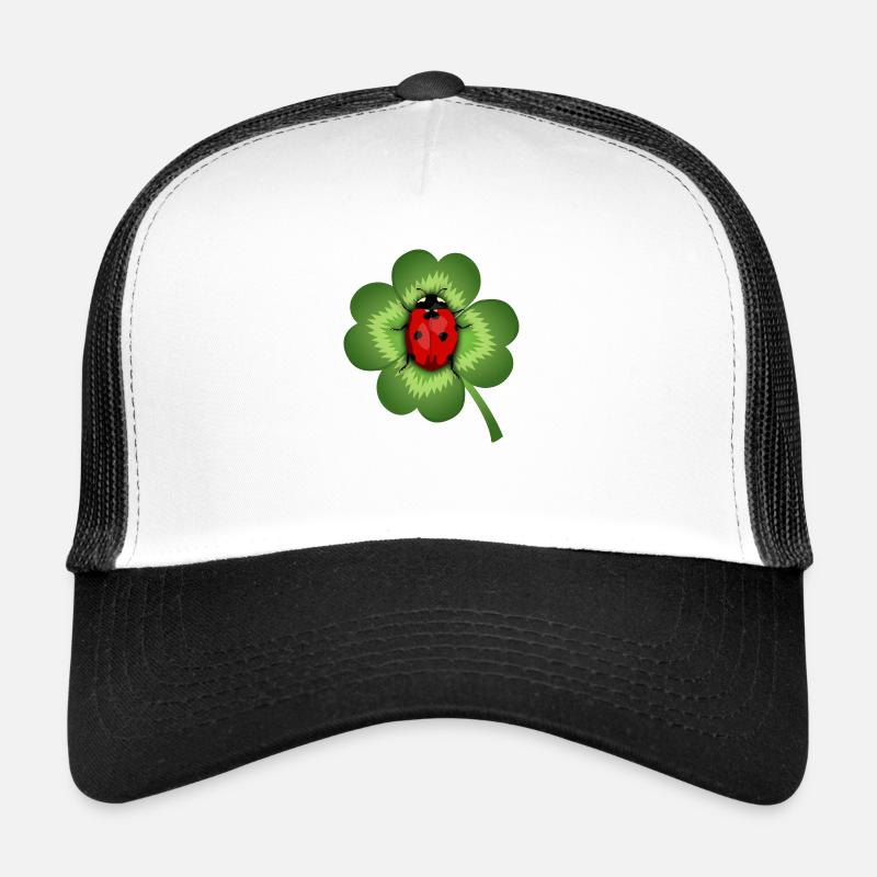 Kleeblatt und Marienkäfer - Trucker Cap - Weiß/Schwarz