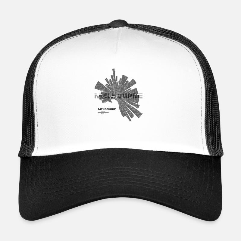 Melbourne Karte - Trucker Cap - Weiß/Schwarz
