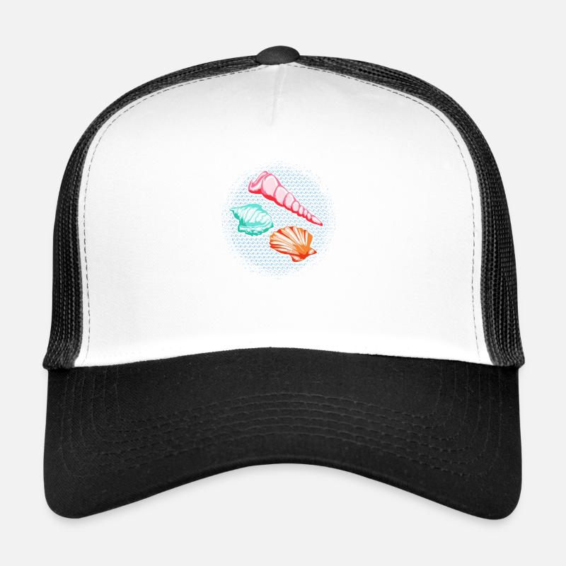 Shells Sea and Sand Beach Vacation Lover Novelty Trucker Cap