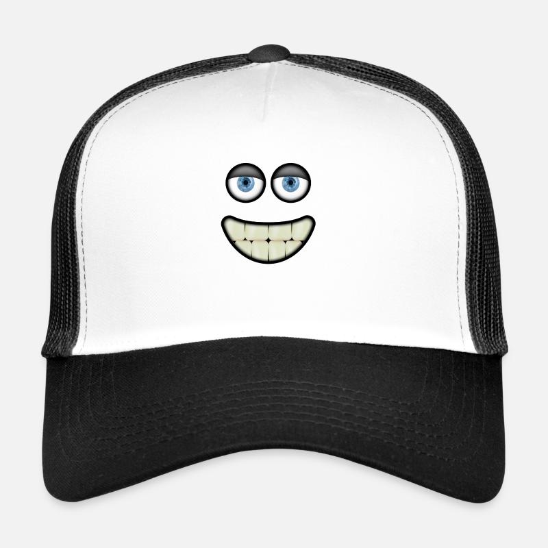 Funny smiling face with eyes and big teeth Trucker Cap