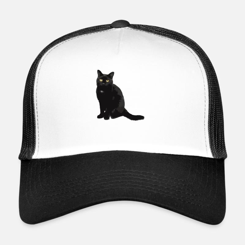 Katze - Trucker Cap - Weiß/Schwarz