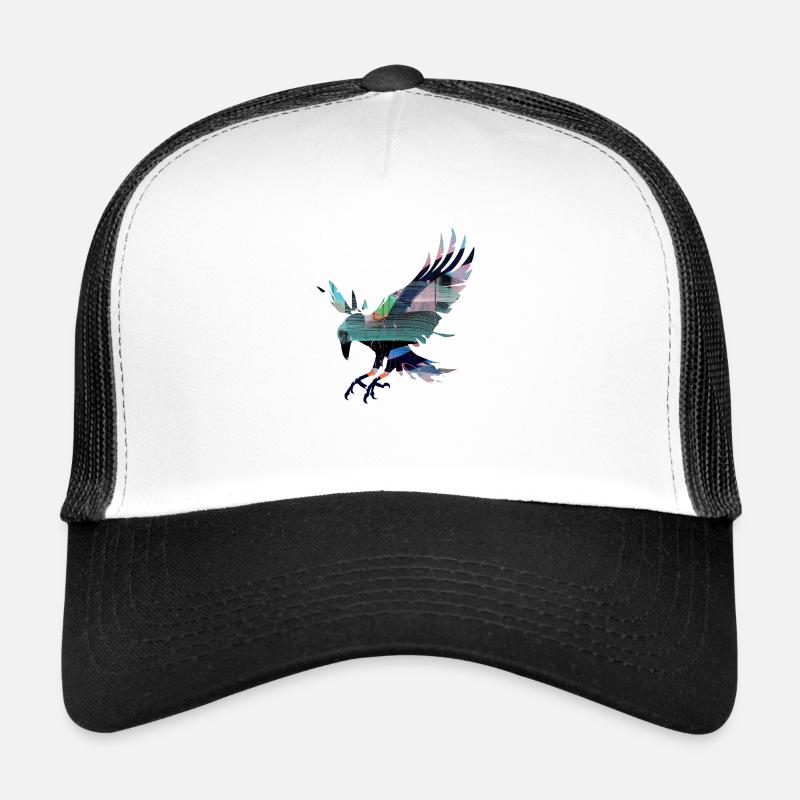 rabe,crow,bird,graffiti,red,collage,colorful,painting Trucker Cap
