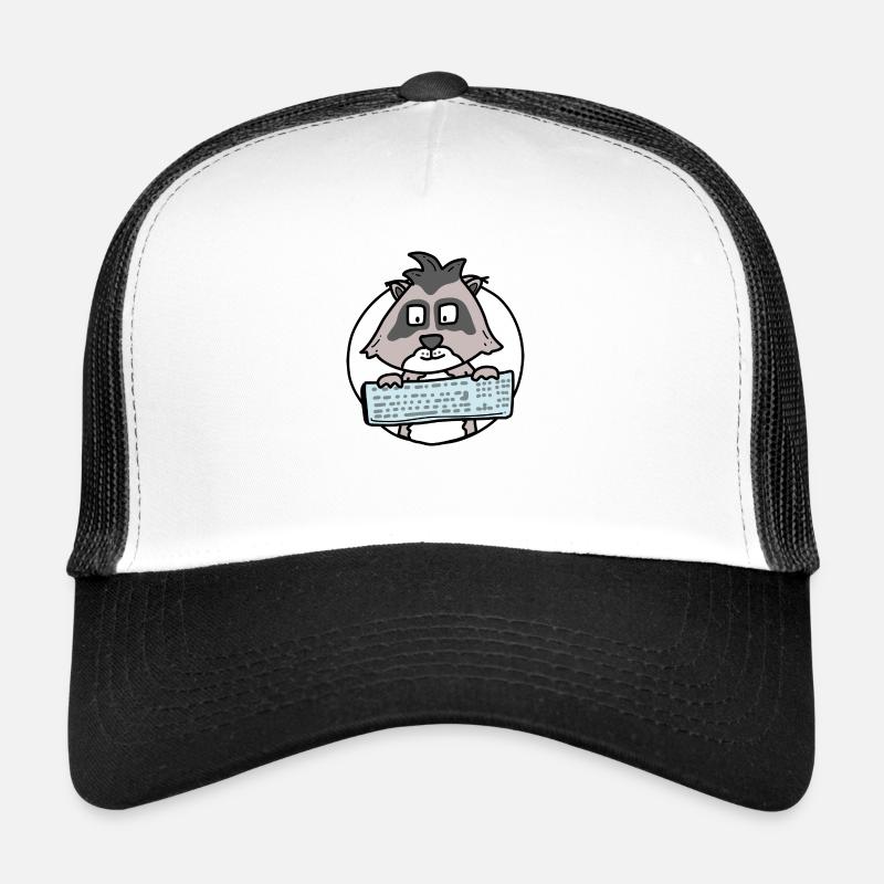 Raton laveur avec clavier / bureau / ordinateur nerd Casquette trucker 